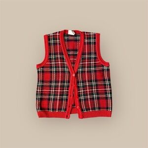 Vintage northern reflections grandpa core plaid knit button down sweater vest